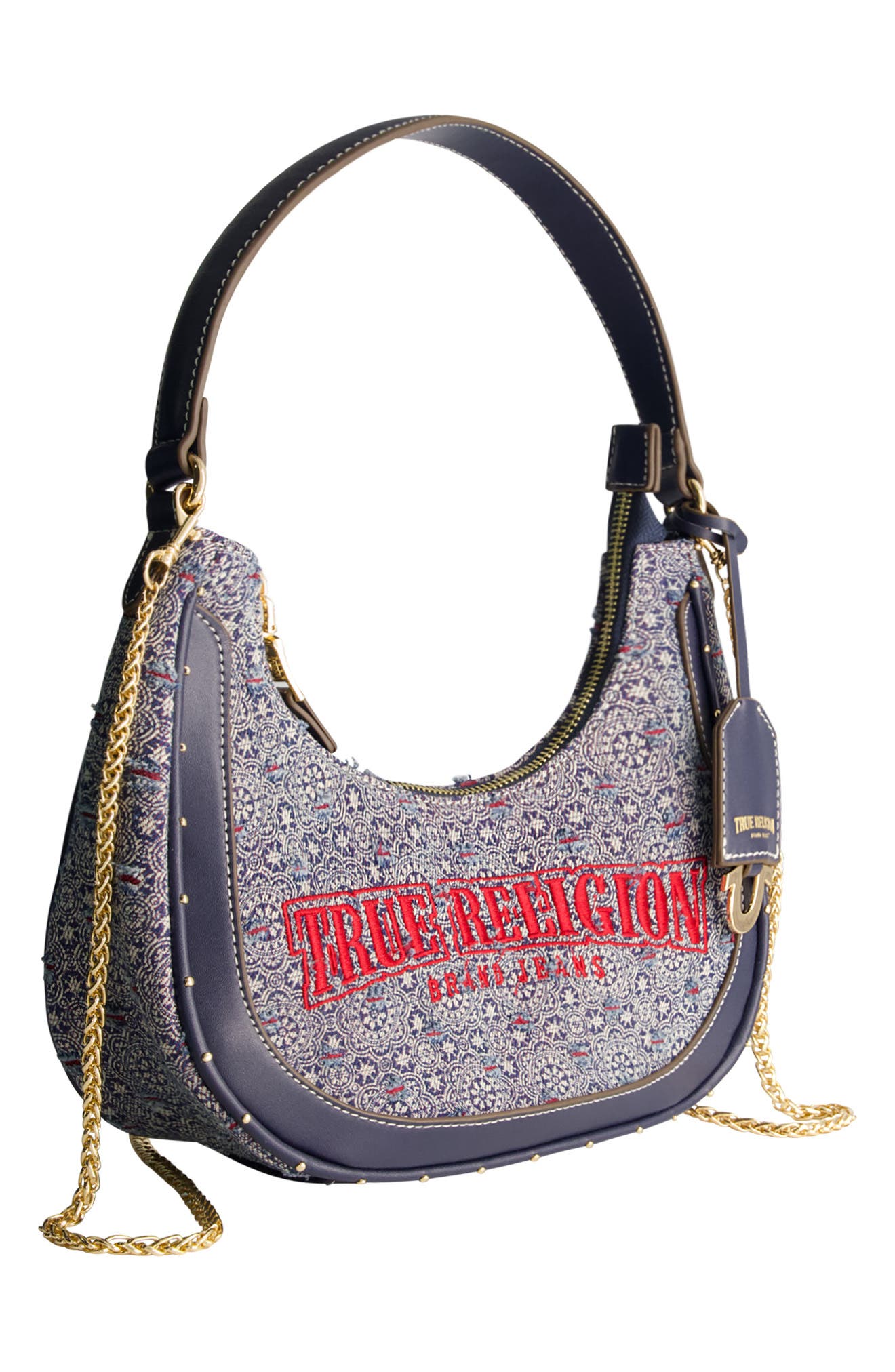 True Religion Logo Small Hobo Bag, Alternate, color, 