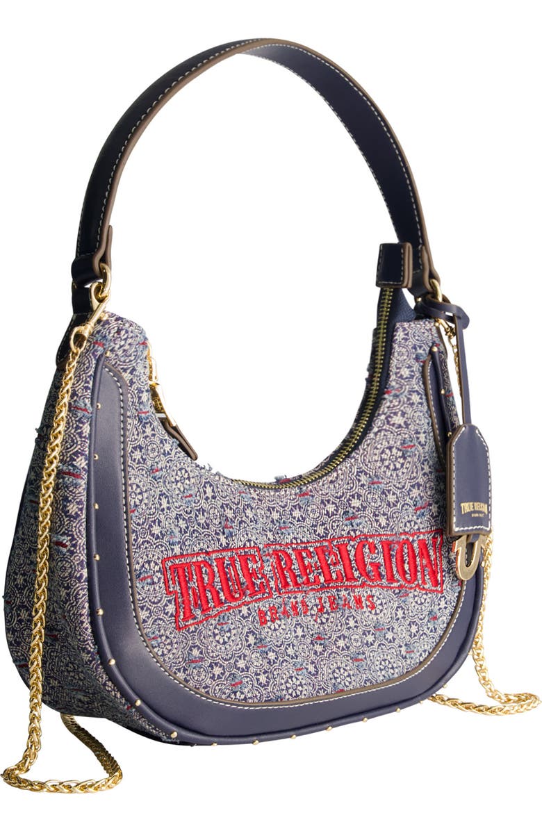 True Religion Logo Small Hobo Bag, Alternate, color,