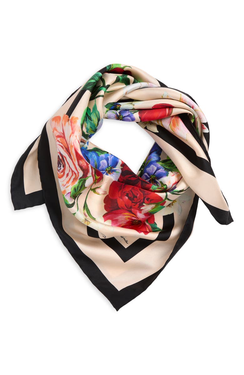 Dolce&Gabbana Floral Bouquet Silk Square Scarf, Alternate, color,