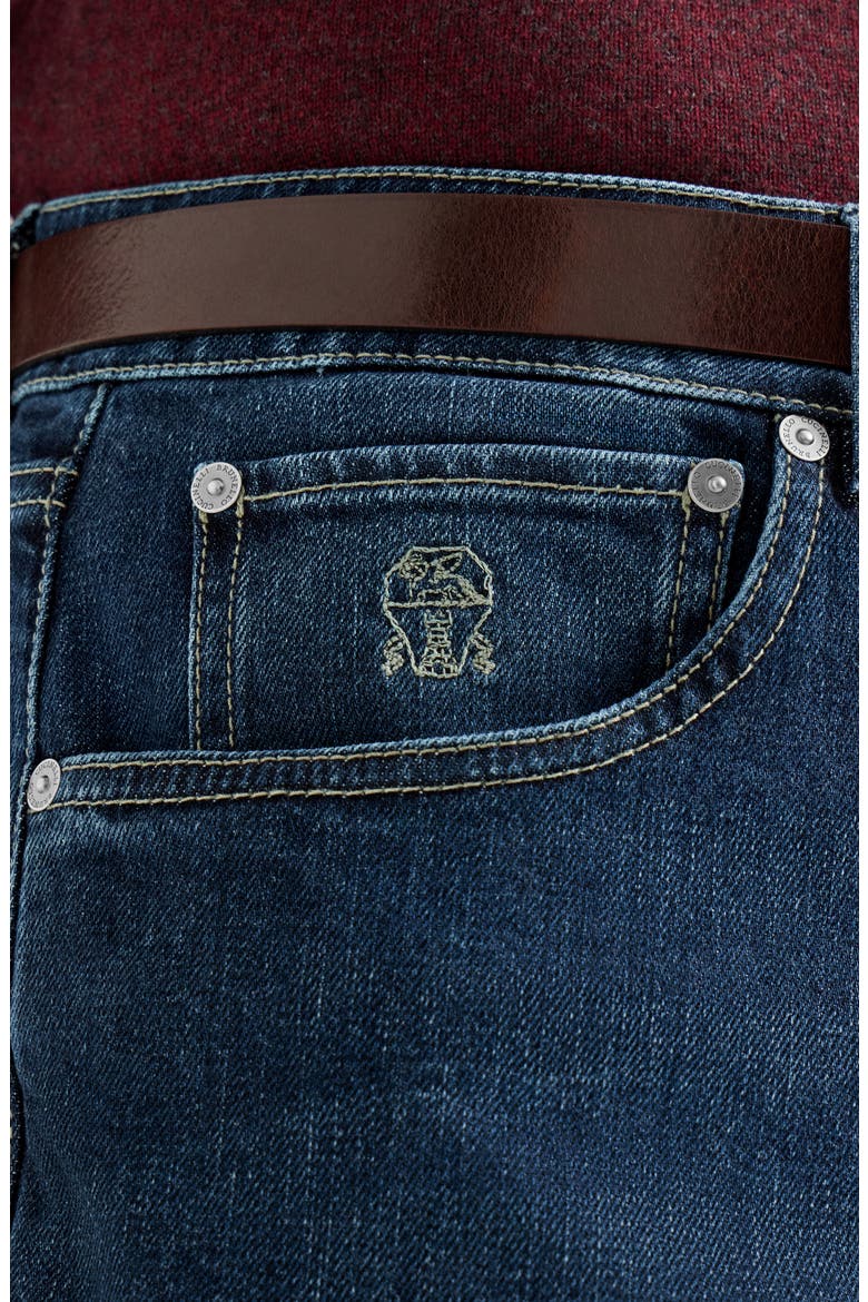 Comfort cotton denim leisure fit five-pocket trousers, Alternate, color, Dark Denim
