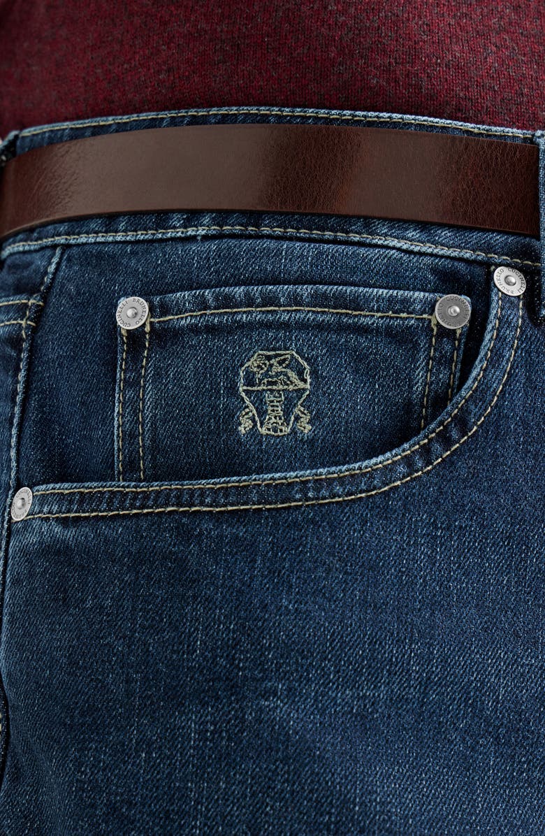 Brunello Cucinelli Comfort cotton denim leisure fit five-pocket trousers, Alternate, color, Dark Denim