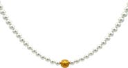 Gemini Jewelry Faux Pearl Beaded Necklace with Gold Accent