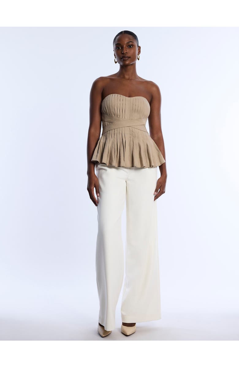 BCBGMAXAZRIA Stretch Linen Top, Alternate, color, Sandstone