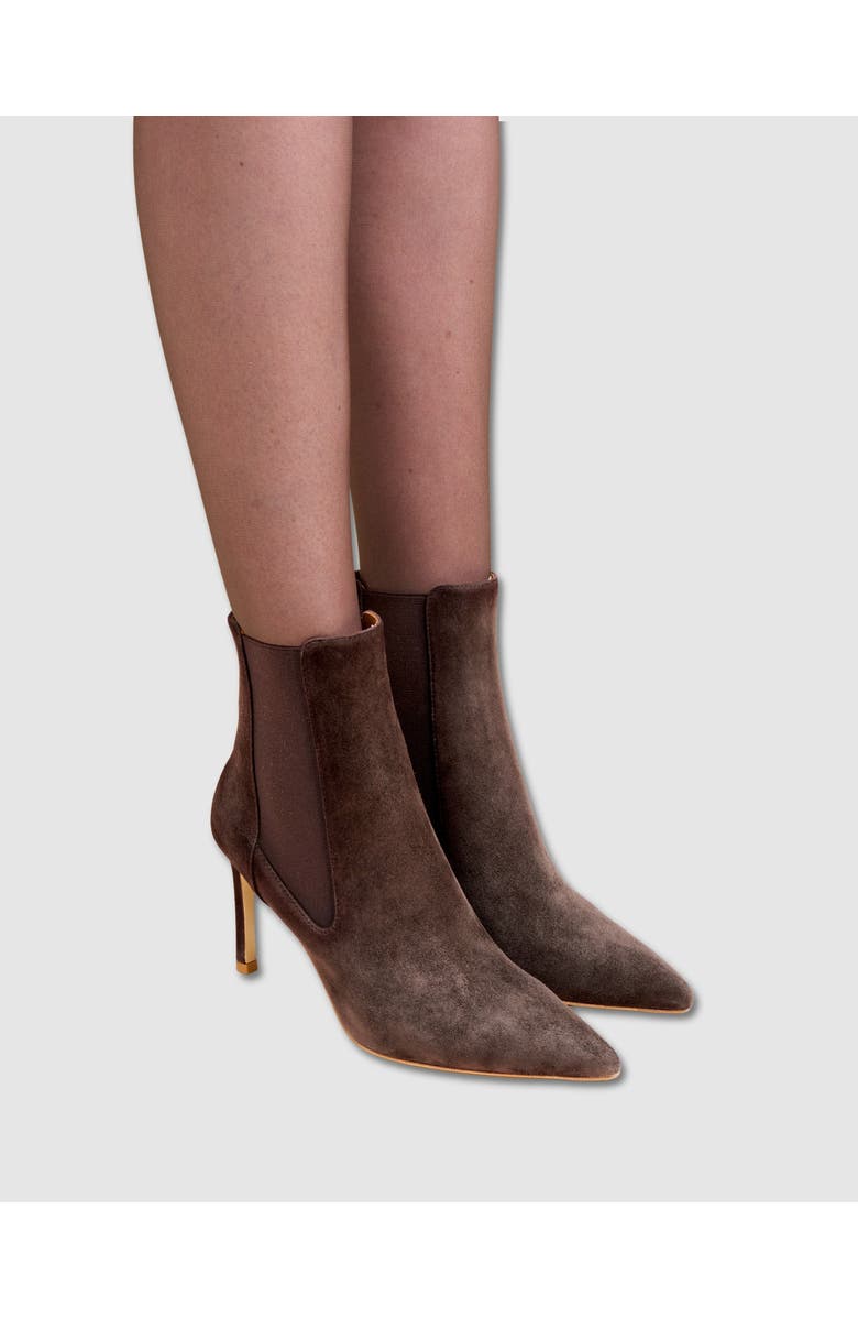 MI/MAI Dora Suede Pointy Ankle Boot, Alternate, color, Chocolate