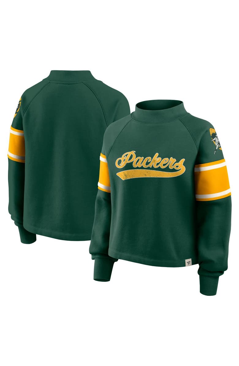 FANATICS Women's Fanatics Green Green Bay Packers Oversized Hometown Toss Sweep Mock Neck Pullover, Main, color, Green