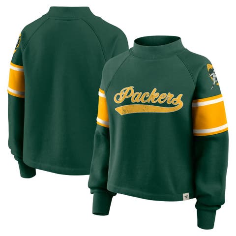 Women's Fanatics Green Green Bay Packers Oversized Hometown Toss Sweep Mock Neck Pullover