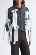Sandy Liang Cobble Bow Cable Knit Wool Cardigan