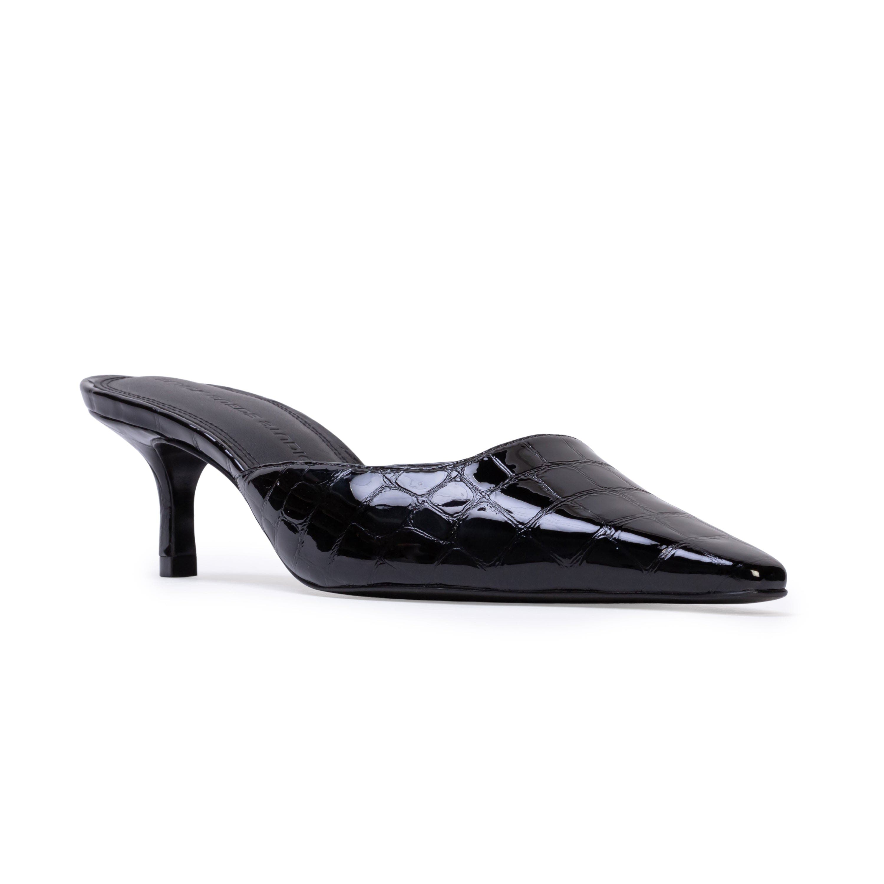Riley 50 Croc Pump, Alternate, color, Black Croc Patent Leather