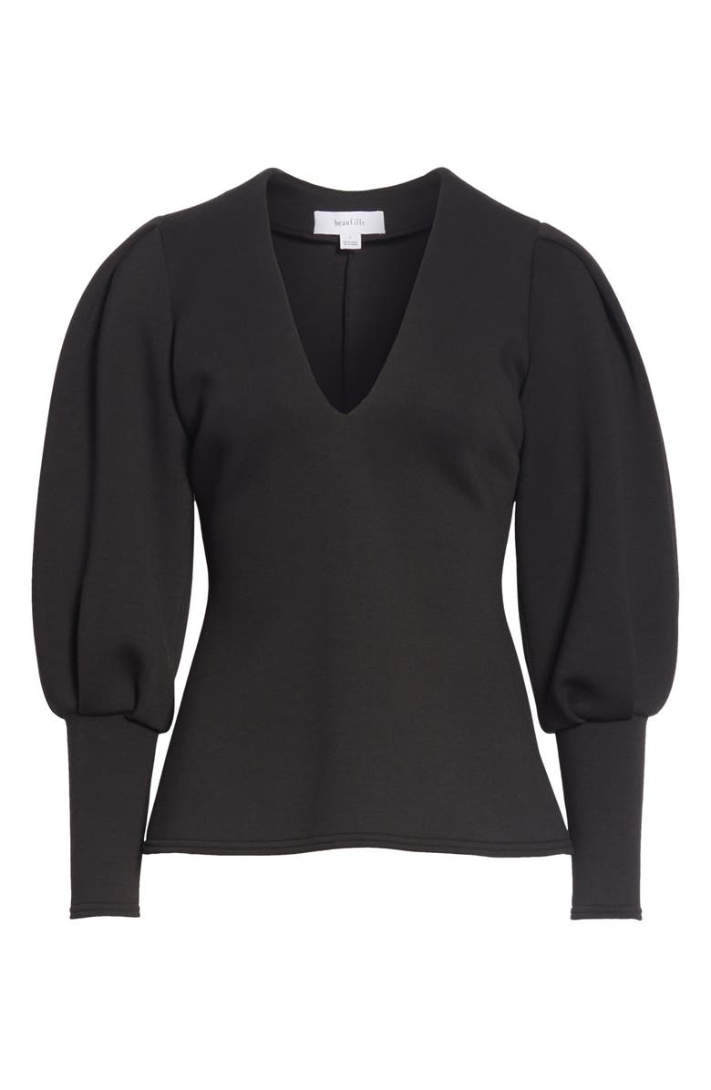 Beaufille Balloon Sleeve V-Neck Top, Alternate, color,