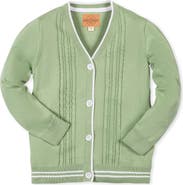 Hope & Henry Kids' Organic Cable Cardigan Sweater with Tipping