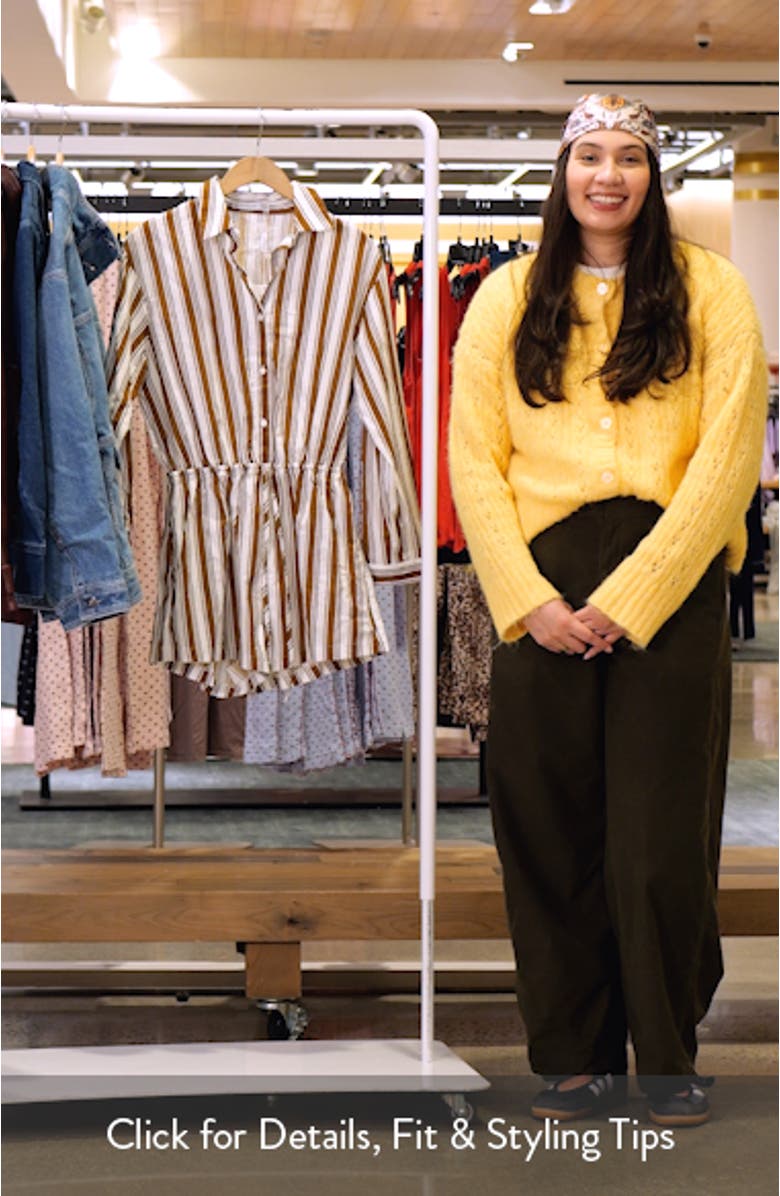 Beau Stripe Long Sleeve Cotton & Linen Romper, sales video thumbnail