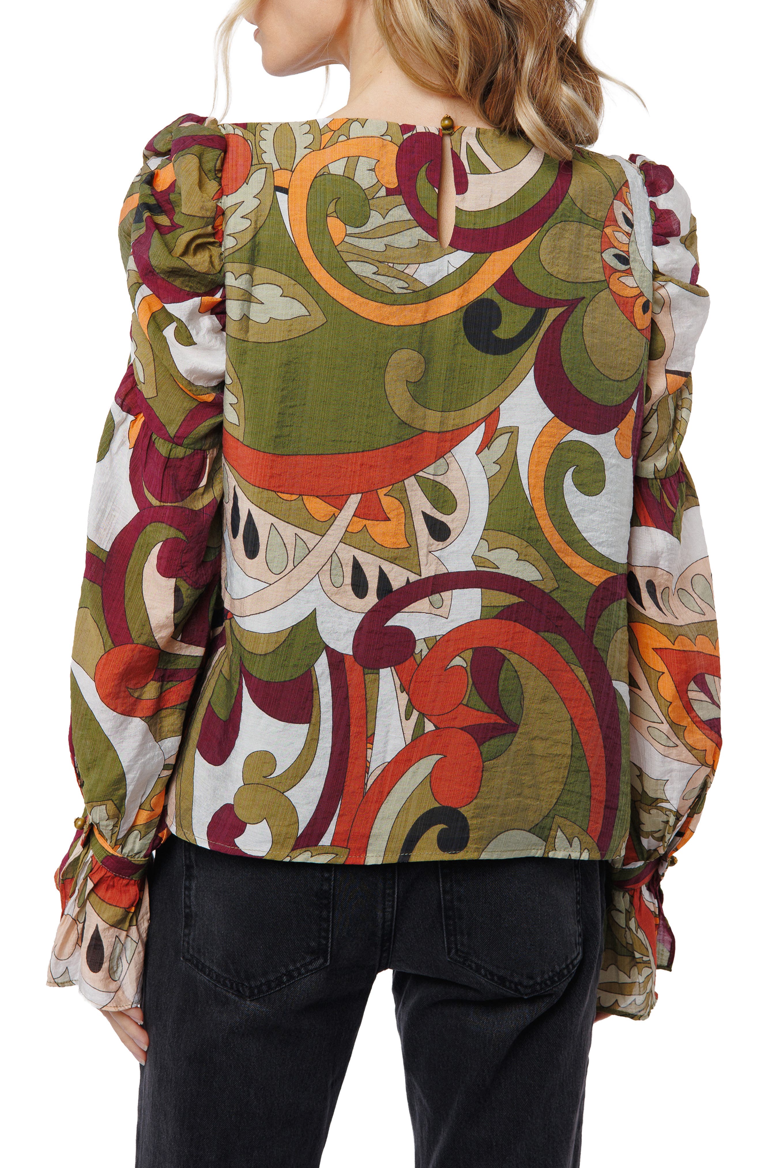 Kysandra Abstract Print V-Neck Top - image 2