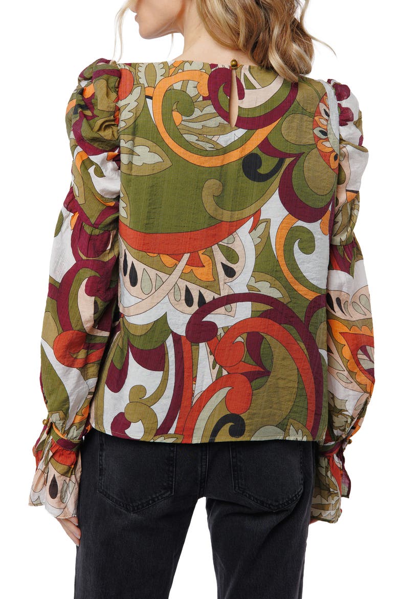 Kysandra Abstract Print V-Neck Top, Alternate, color, GREEN MULTI