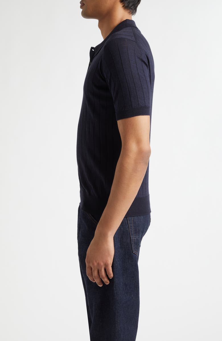John Smedley Williams Merino Wool & Cotton Polo Sweater, Alternate, color, Navy