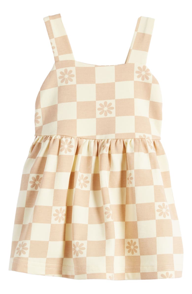 TINY TRIBE Daisy Check Pinafore Dress, Main, color, 