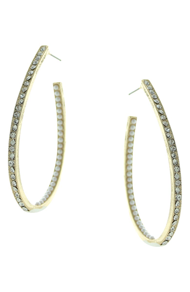 OLIVIA WELLES Inside Out Rhinestone Pear Hoop Earrings, Main, color,