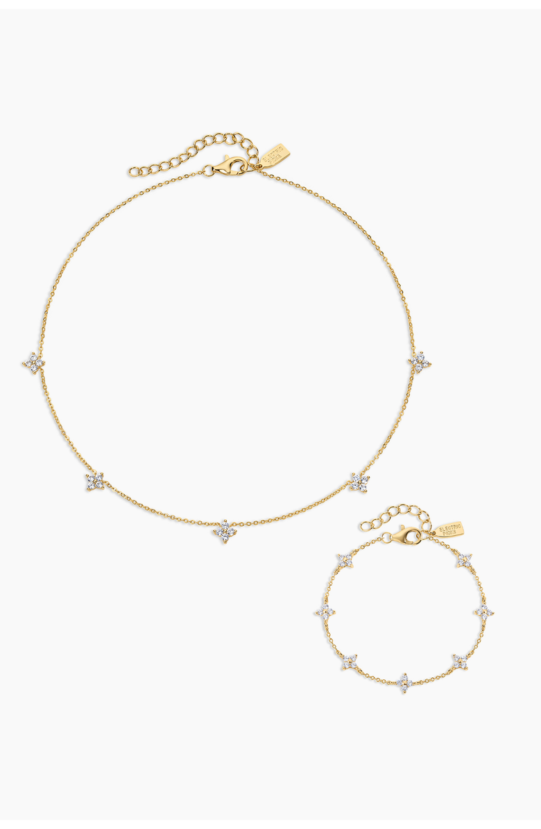 Electric Picks Bella Dainty Clover Necklace and Bracelet -Set of 2, Main, color, Gold