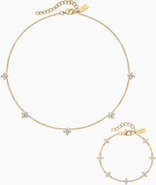 Electric Picks Bella Dainty Clover Necklace and Bracelet -Set of 2