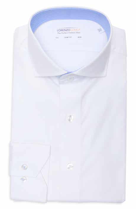 Lorenzo Uomo Trim Fit Textured Stretch Cotton Dress Shirt