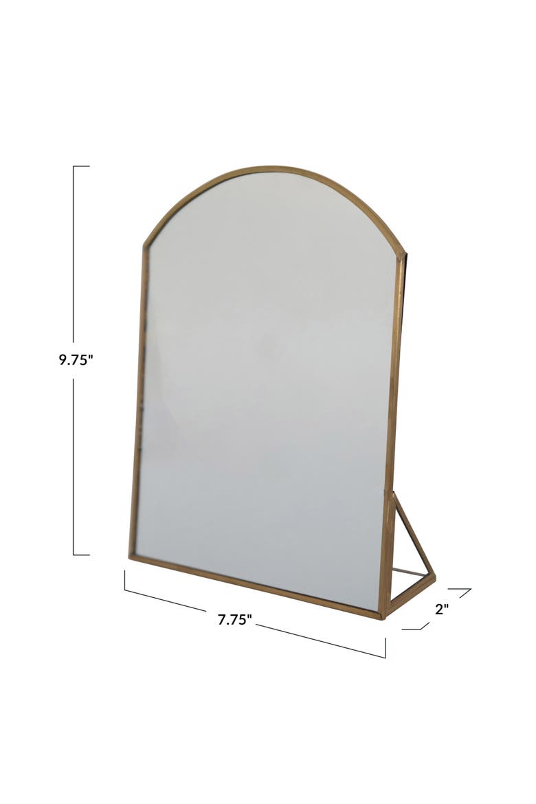 Arched Metal Framed Standing Mirror, Brass, Alternate, color, Brass
