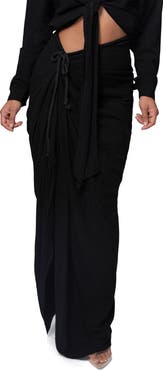 JLUXLABEL Noelia Slit Cotton & Linen Maxi Skirt