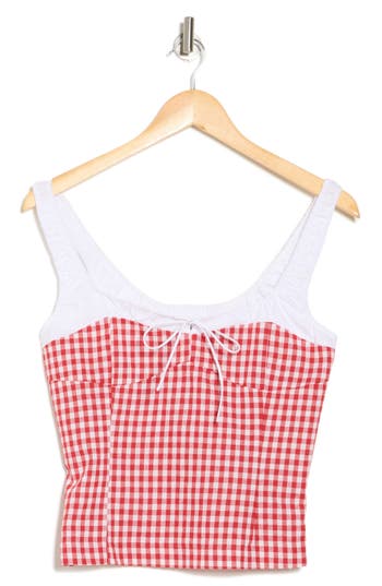 Elodie Gingham Fitted Crop Top In Red