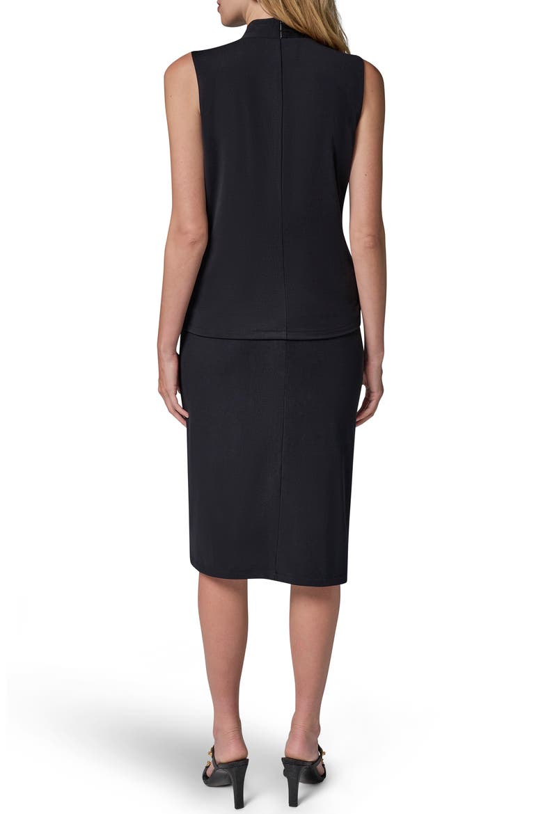 Sleeveless Top with Faux Leather Trim, Alternate, color, BLACK
