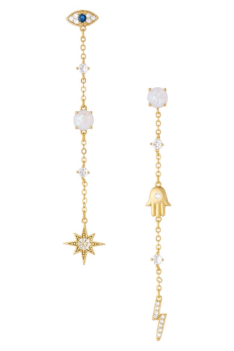 Celestial Chain Dangle Drop Earrings, Main, color, GOLD