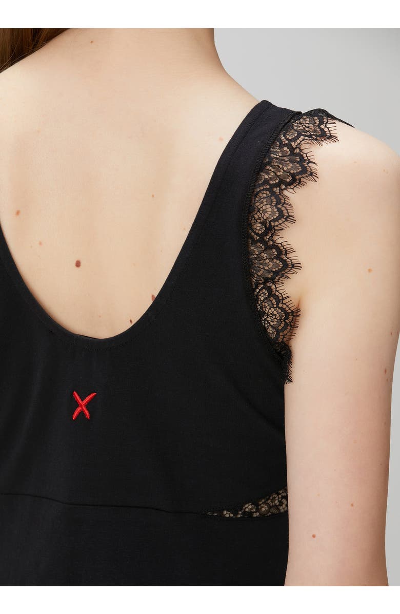 PCFG Cotton Long Fitted Black Dress With Straps, Alternate, color, Black