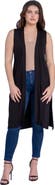 24seven Comfort Apparel Sleeveless Long Cardigan Vest with Side Slit