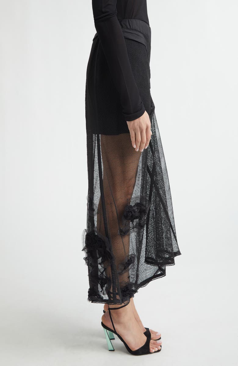 Victoria Beckham Basque Detail Mesh Skirt, Alternate, color, 