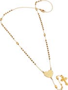STEELTIME 18k Gold Plated Heart Rosary Necklace