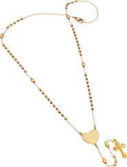 STEELTIME 18k Gold Plated Heart Rosary Necklace