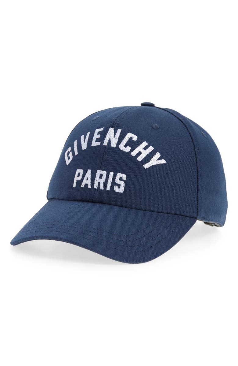 Givenchy Embroidered Logo Adjustable Baseball Cap, Main, color, Navy