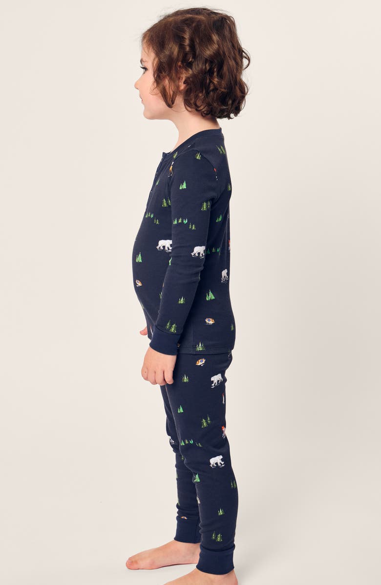 Petite Plume Kids' Arctic Antics Snug Fitted Two-Piece Pima Cotton Pajamas, Alternate, color, Navy