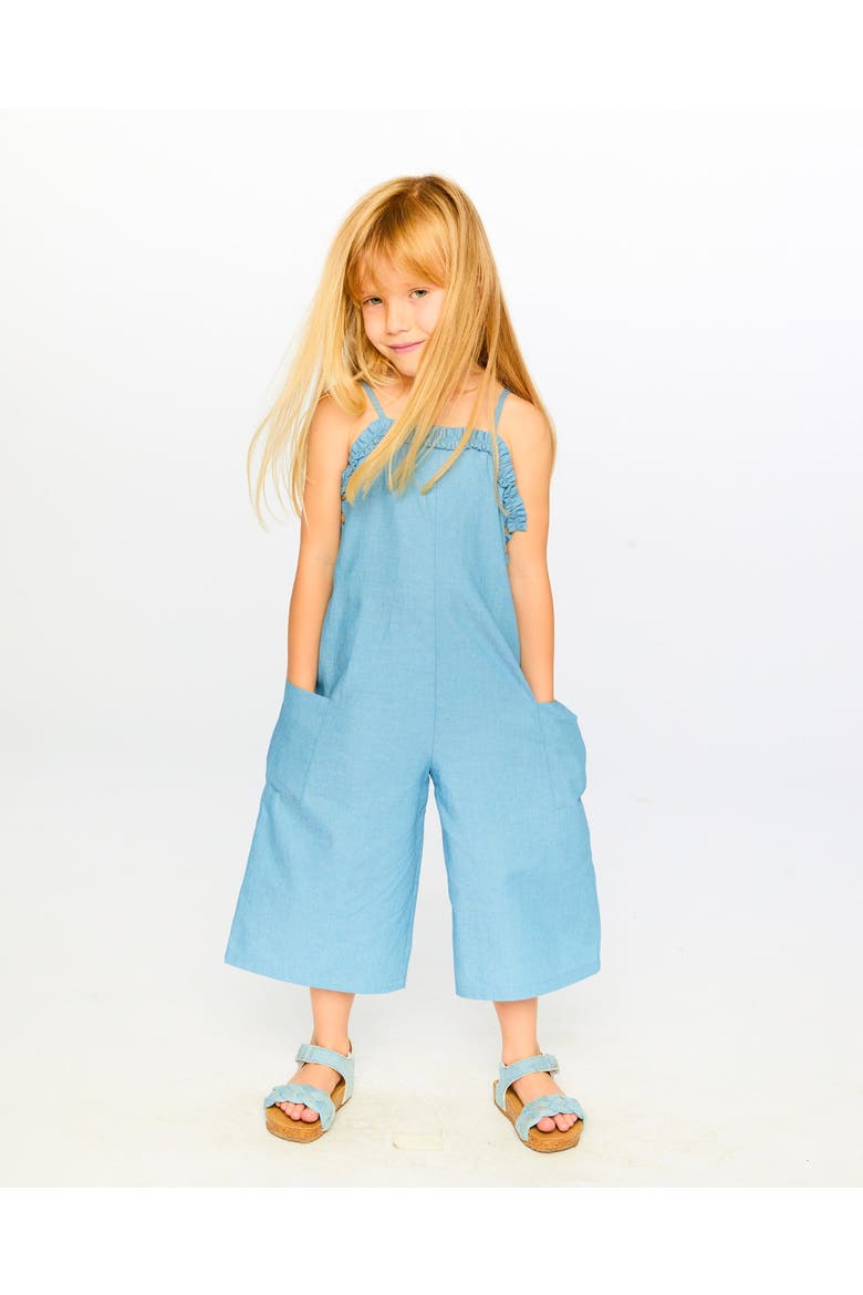 Wide Leg Chambray Sleeveless Jumpsuit, Alternate, color, Light Blue Chambray
