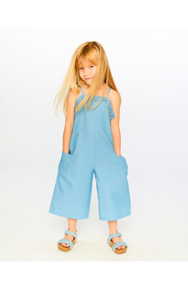 Deux par Deux Wide Leg Chambray Sleeveless Jumpsuit, Alternate, color, Light Blue Chambray