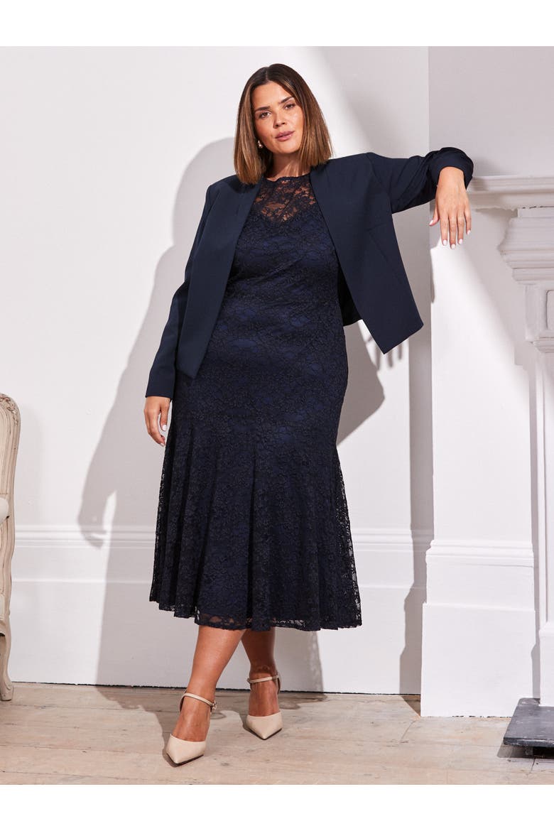Cropped Peplum Blazer, Alternate, color, Navy