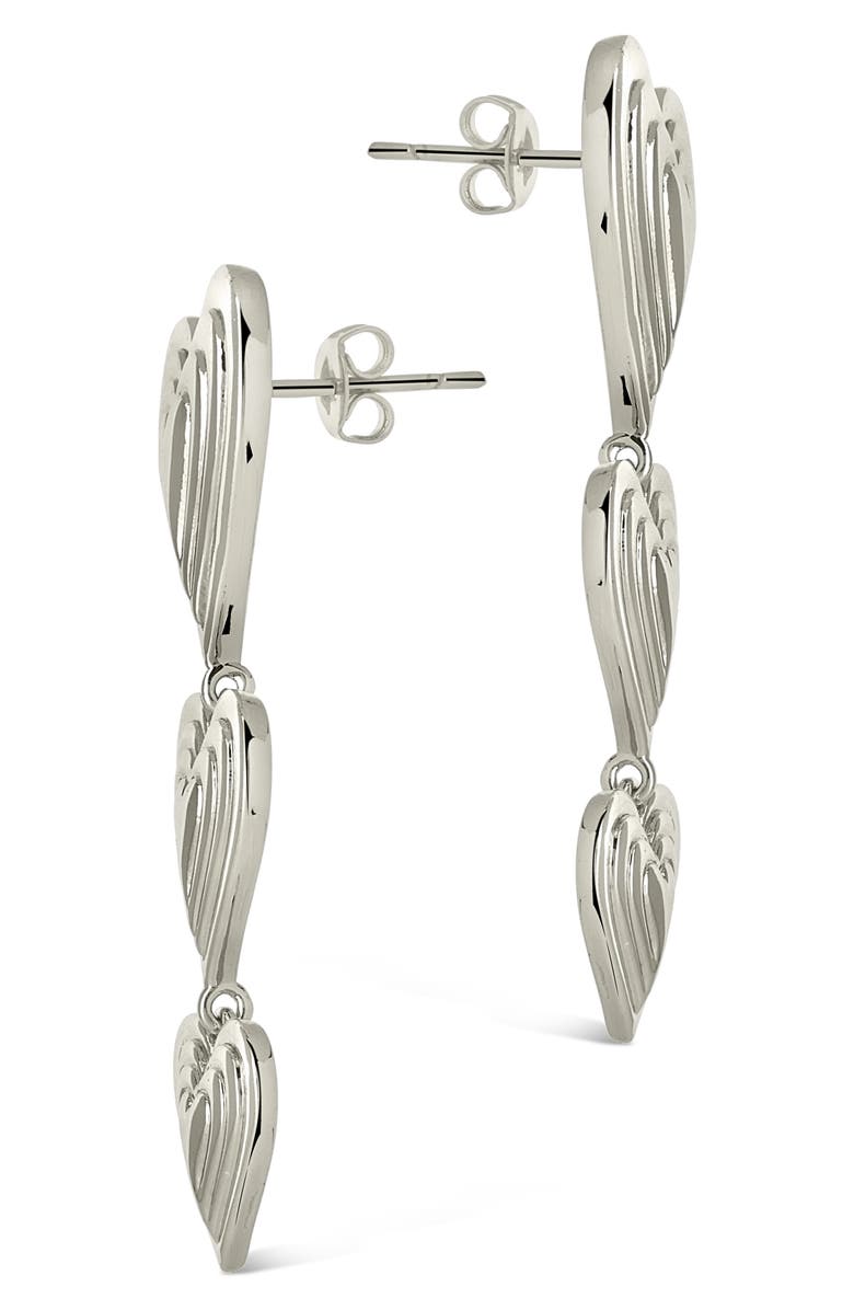 Sterling Forever Beating Heart Linear Drop Earrings, Alternate, color, Silver