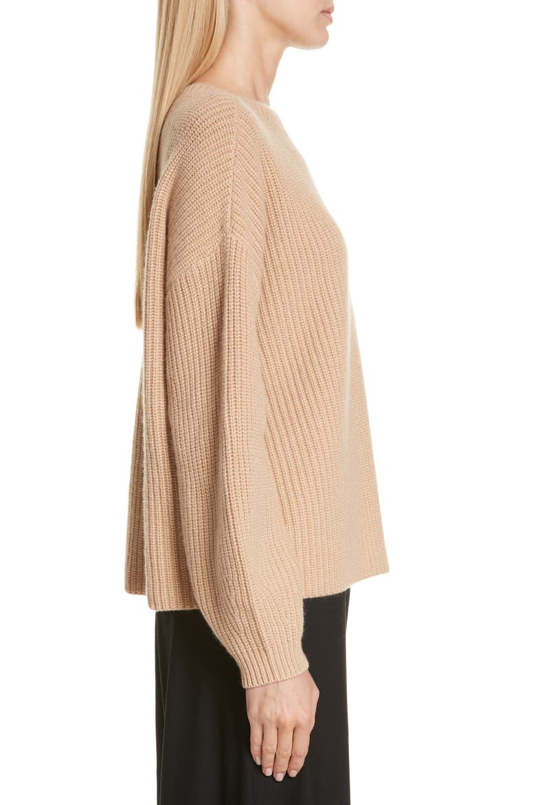 Crewneck Shaker Cashmere Sweater, Alternate, color, CLAY