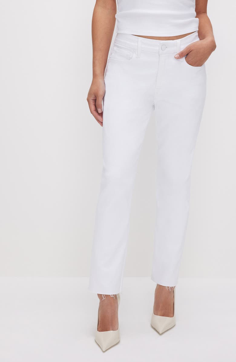 Good American Good Standard Straight Leg Jeans, Alternate, color, White037