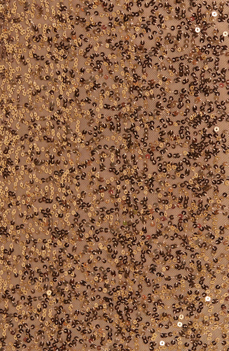 Anne Klein Sequin Mock Neck Long Sleeve Midi Dress, Alternate, color, 