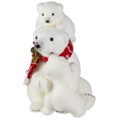 Northlight Mama Polar Bear And Cubs Christmas Figures In White