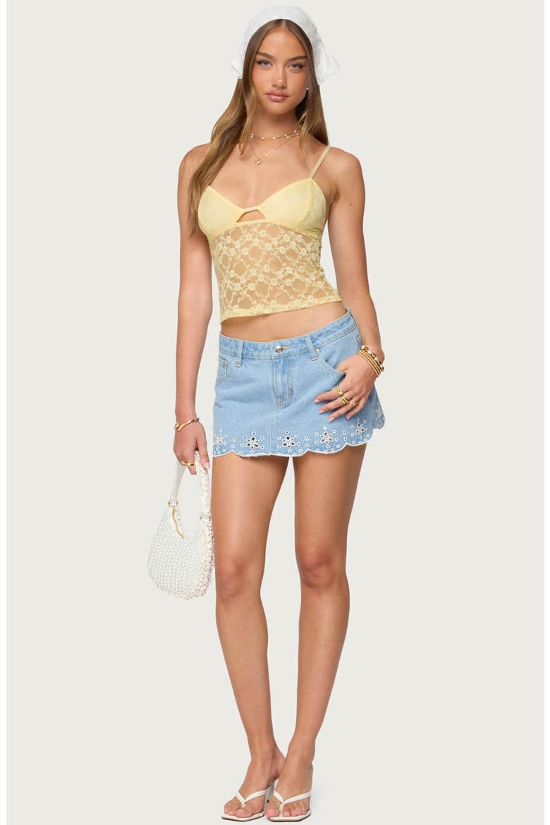 Cutout Sheer Crop Lace Camisole, Alternate, color, YELLOW
