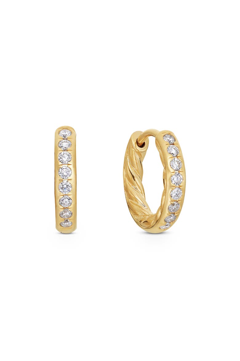 Sculpted Cable Pavé Diamond Huggie Hoop Earrings, Main, color, 18K YELLOW GOLD