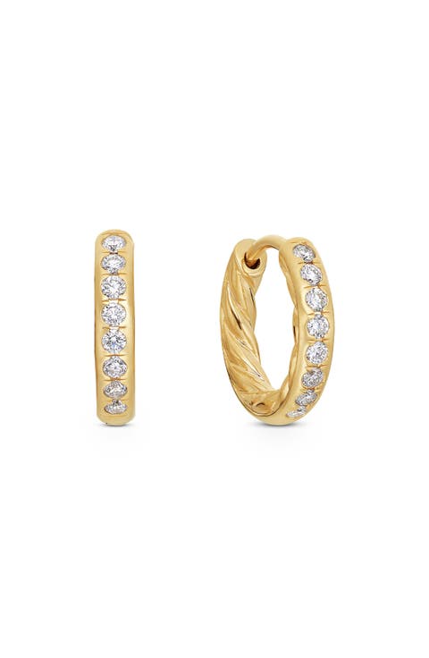 Sculpted Cable Pavé Diamond Huggie Hoop Earrings