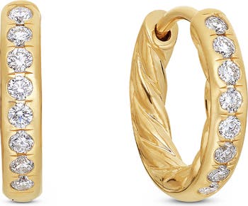 David Yurman Sculpted Cable Pavé Diamond Huggie Hoop