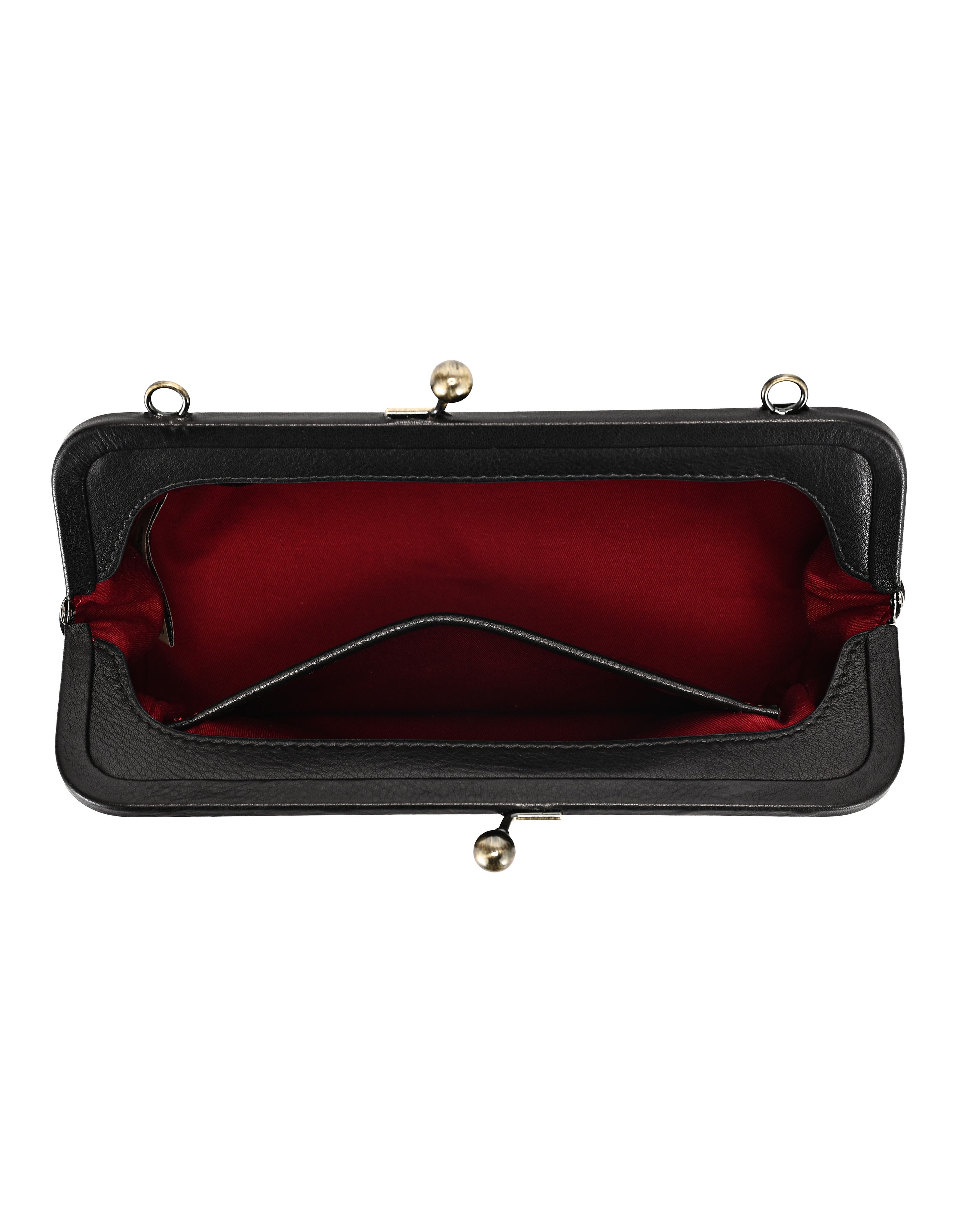 OLD TREND Iris Genuine Leather Vintage Frame Crossbody Bag, Alternate, color, Black