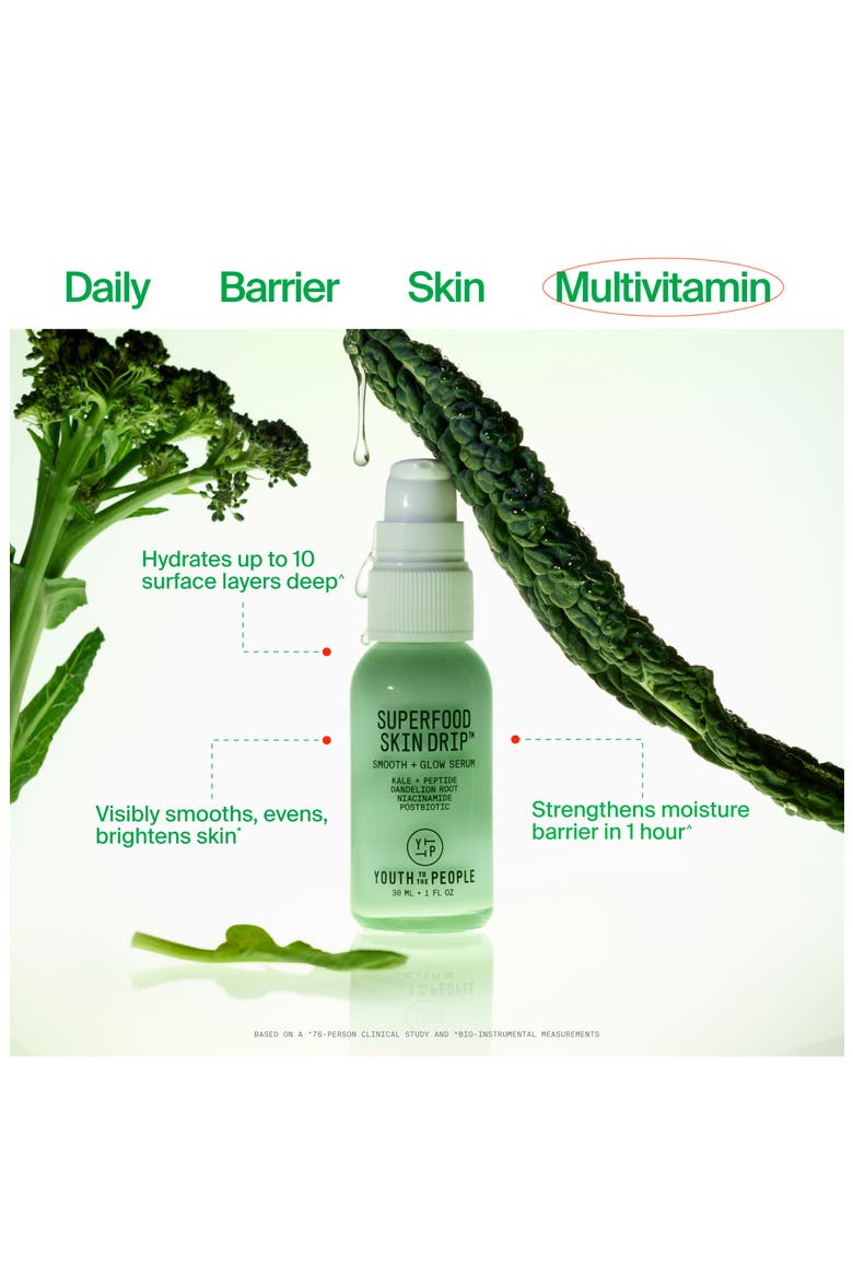 Superfood Skin Drip Smooth + Glow Barrier Serum with Peptides + Niacinamide, Alternate, color, GREEN