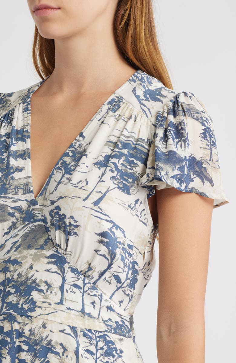 NEXT Print Tie Back Maxi Dress, Alternate, color, Blue